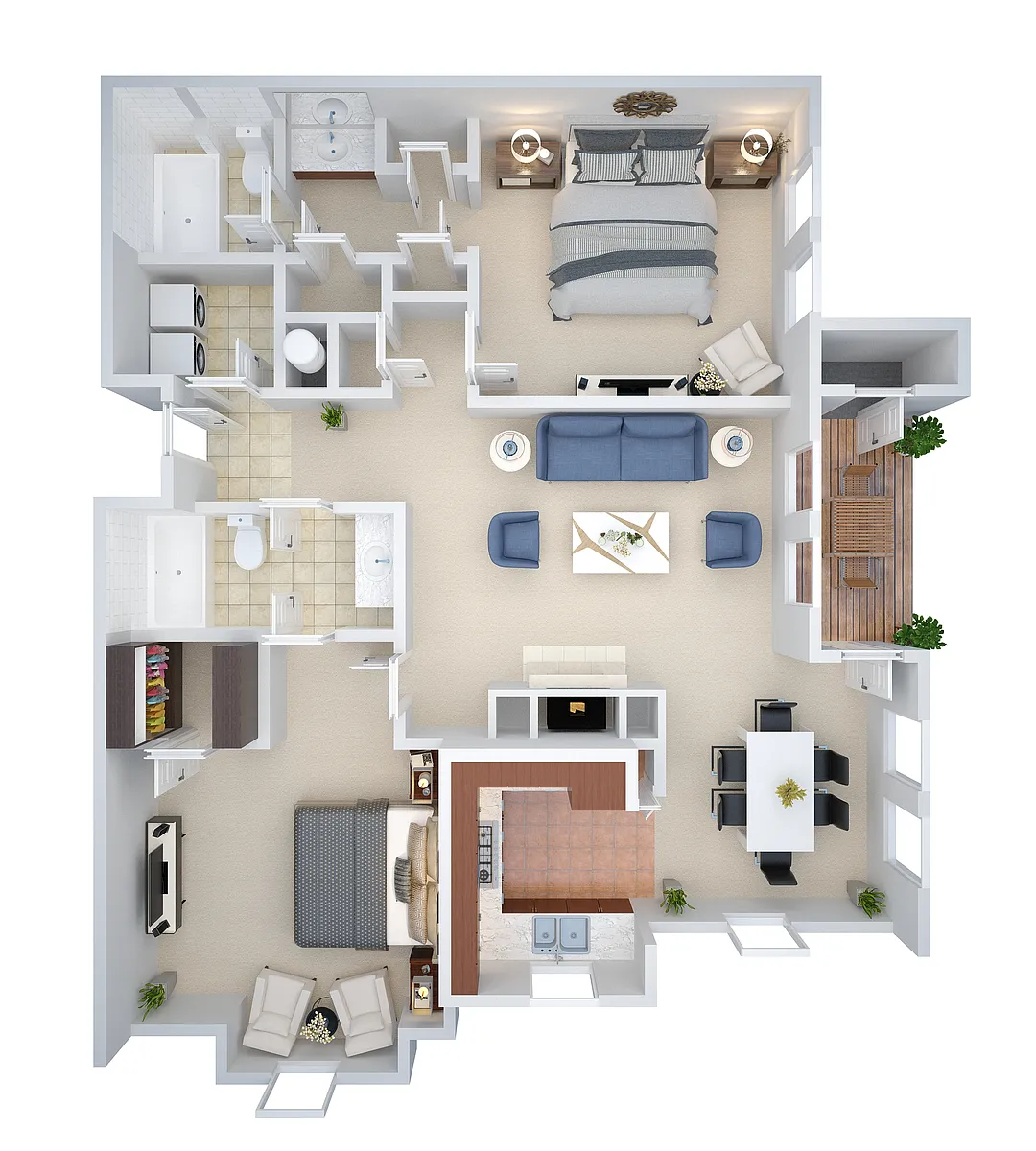 Floor plan 2 Bed/2 Bath (ccb2)