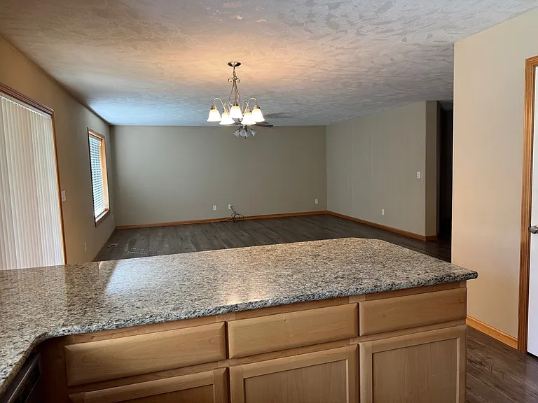 View from kitchen to dining & living room