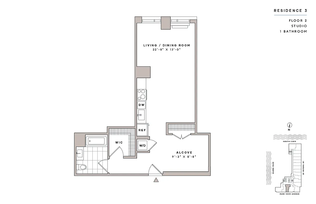 Floor plan Studio1 Bath-E15