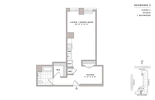 Floor plan Studio1 Bath-E15