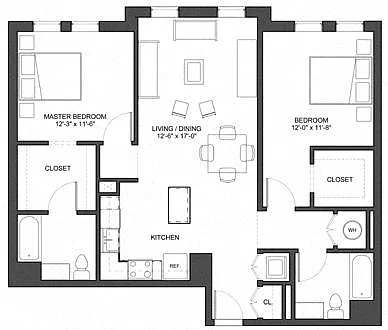 Floor plan 2 Bedroom 2 Bath