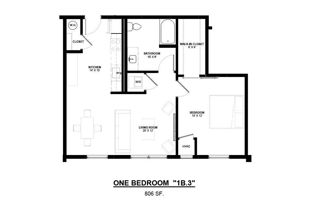 Floor plan 1 Bed Interior