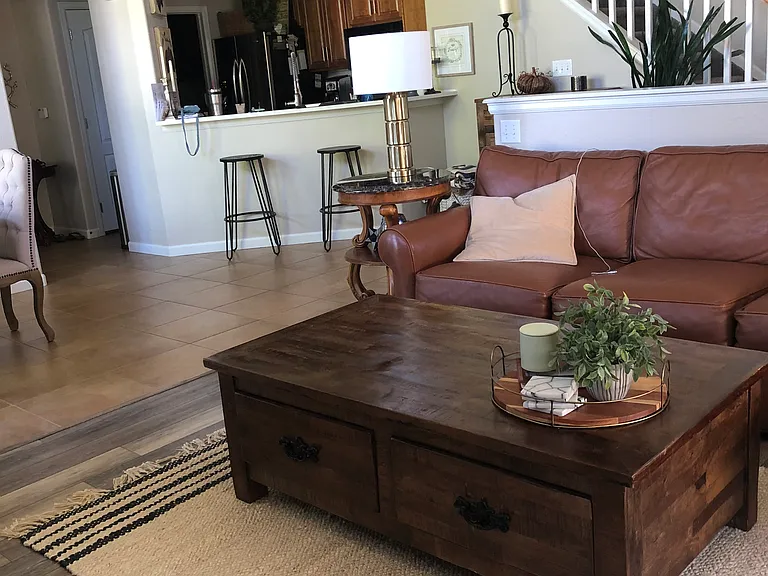 Living room, looking towards the kitchen area.