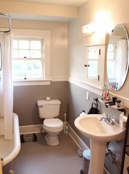 Bathroom with claw foot tub