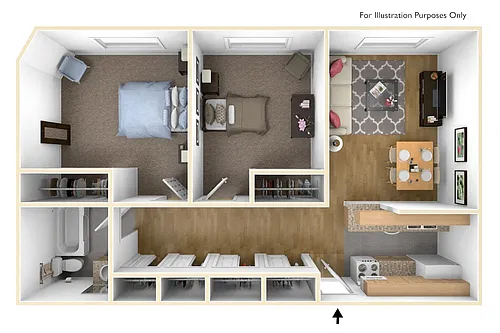 Floor plan 2 Bed 1 Bath