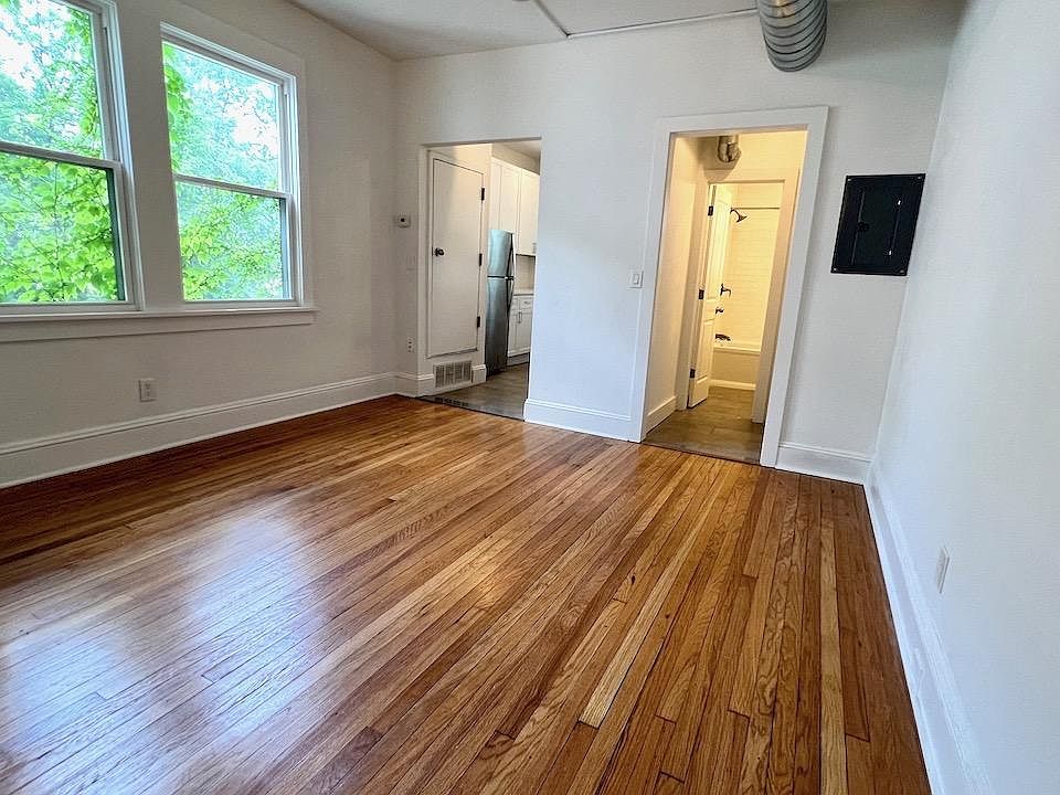 Living Room with Bath (r) and Kitchen (l)
