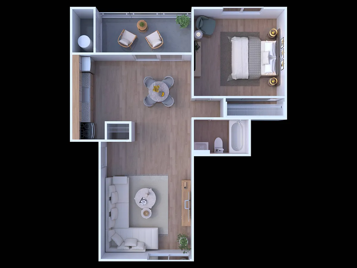 Floor plan 1 BR - 1 BTH Classic