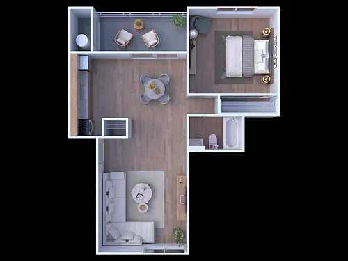 Floor plan 1 BR - 1 BTH Renovated