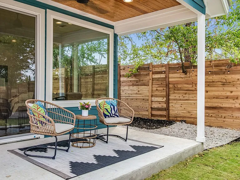 8 foot cedar fencing surrounds the back yard