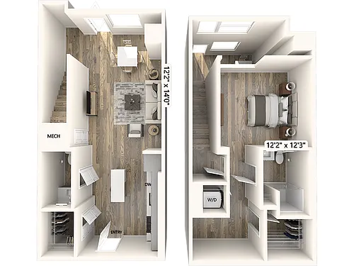 Floor plan A1L-887sf-Apt116-118