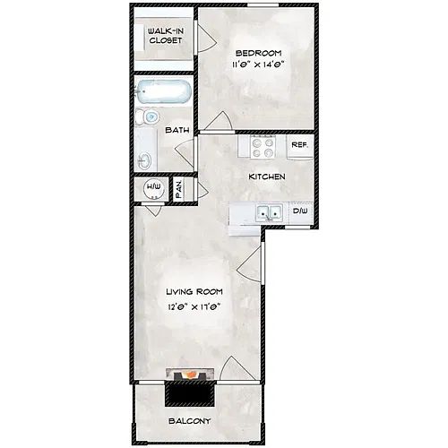 Floor plan One Bedroom One Bath