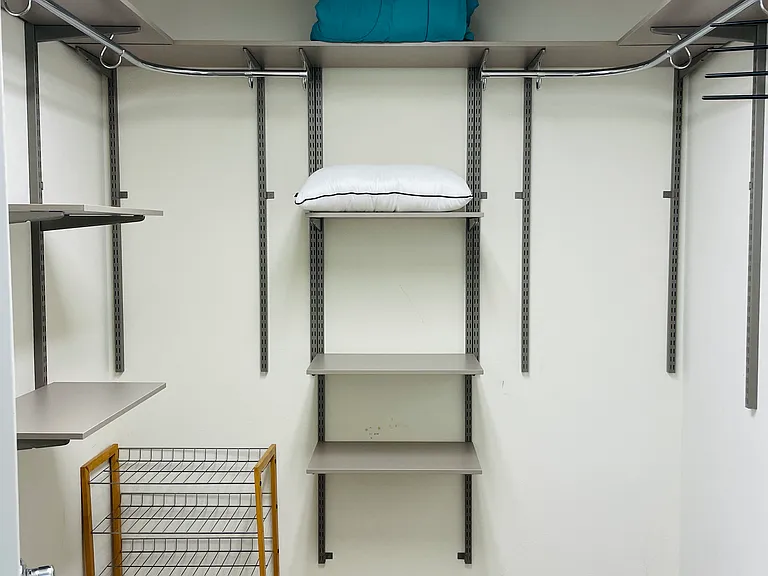 Walk-in closet with plenty of storage.