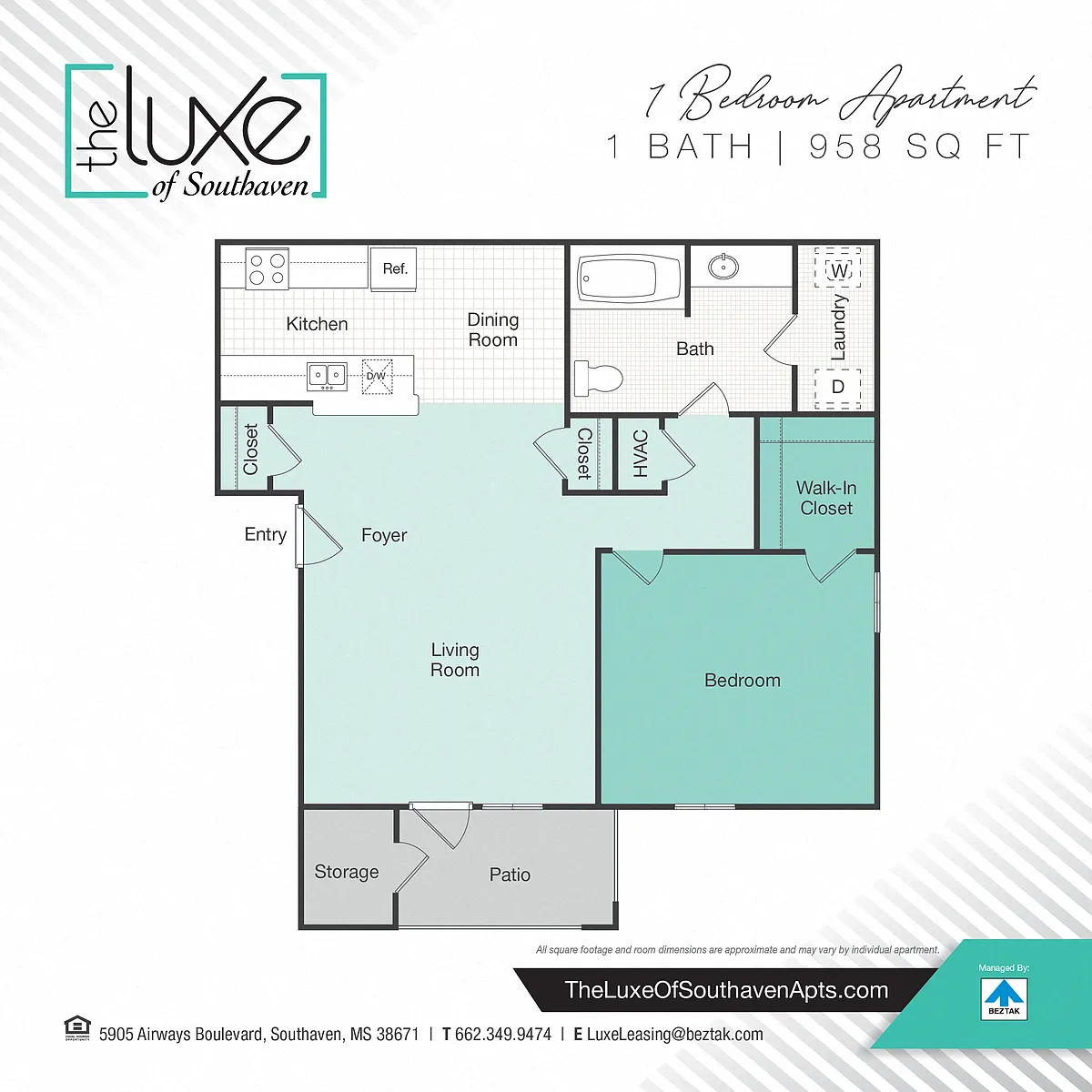 Floor plan 1 Bedroom - 958