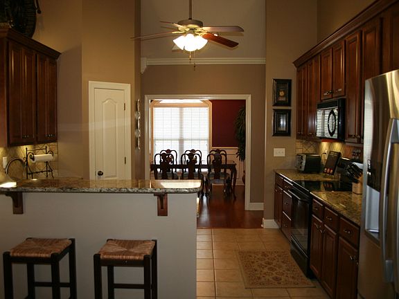 Kitchen with view of dining room