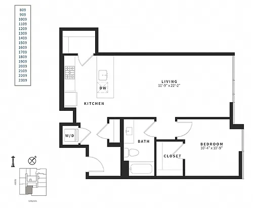 Floor plan 1 Bedroom A4