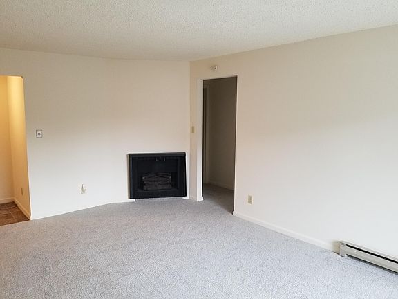 Another view of the living room with the decorative fireplace