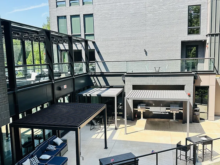 BBQ Area with a view of the fire deck above