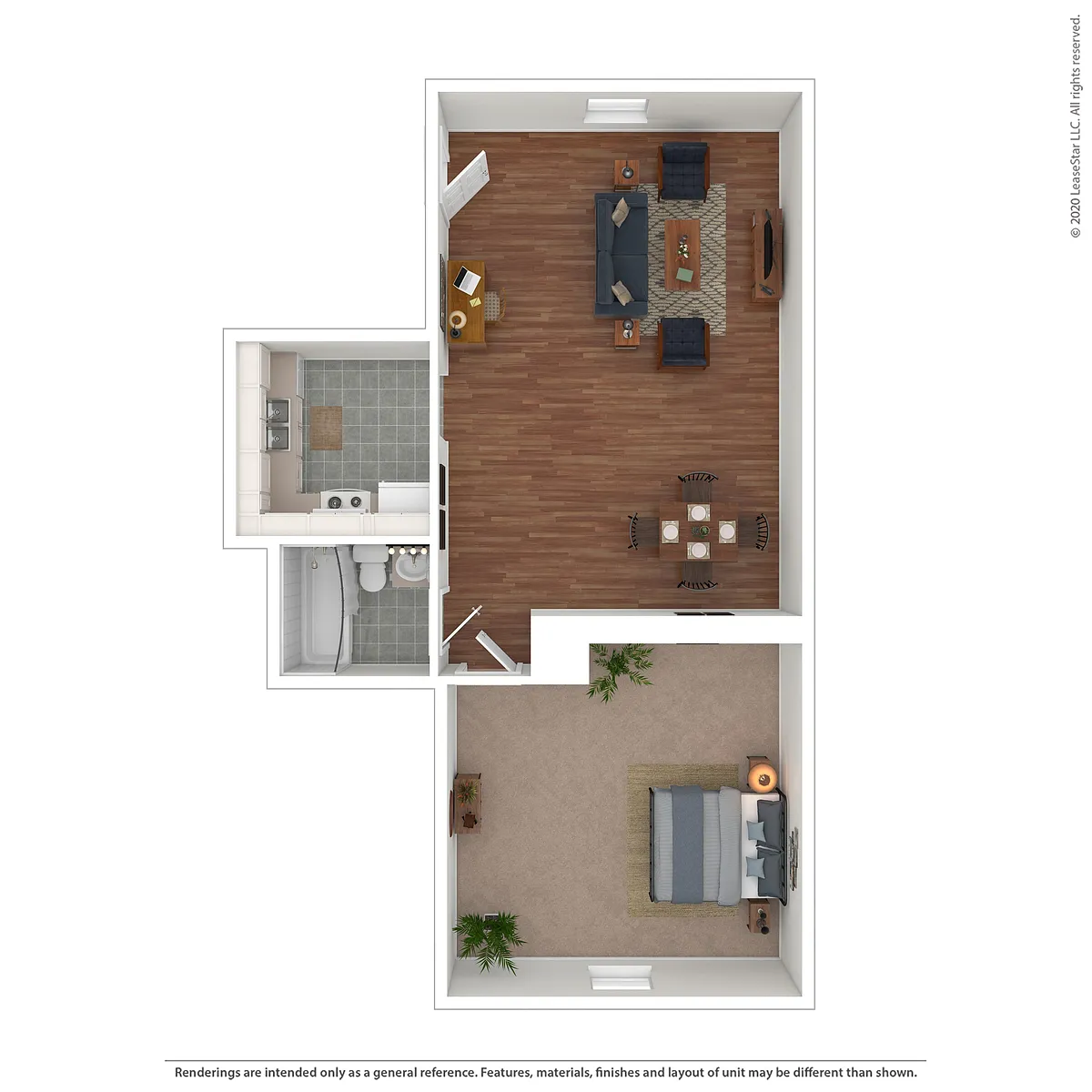 Floor plan 1 Bedroom 1 Bath-Affordable