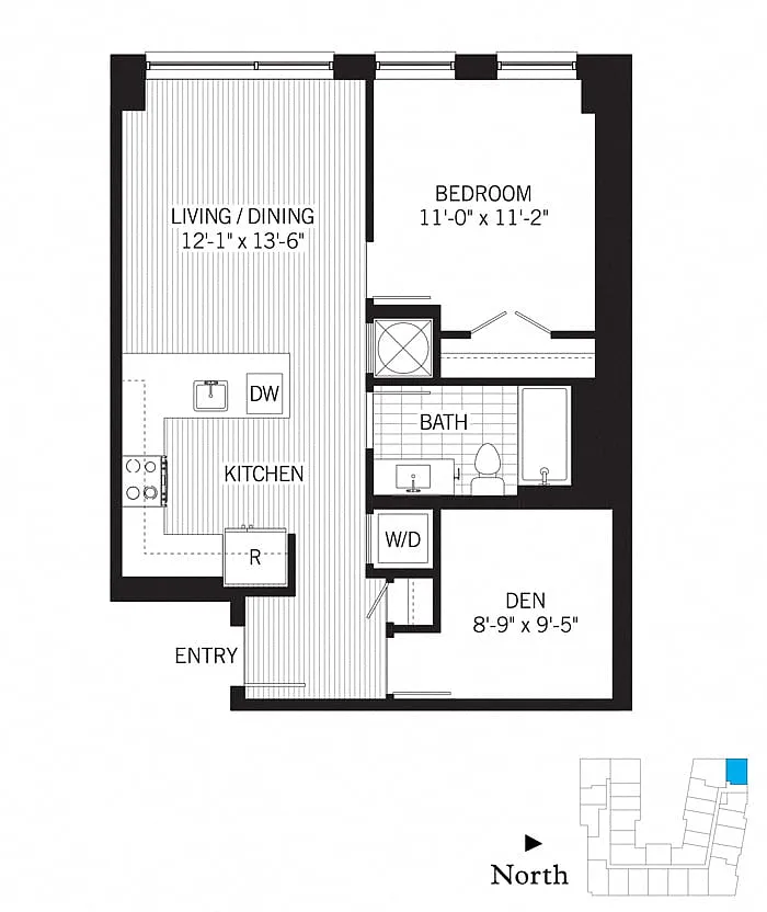 Floor plan 1 Bed - 1 Bath | ad01