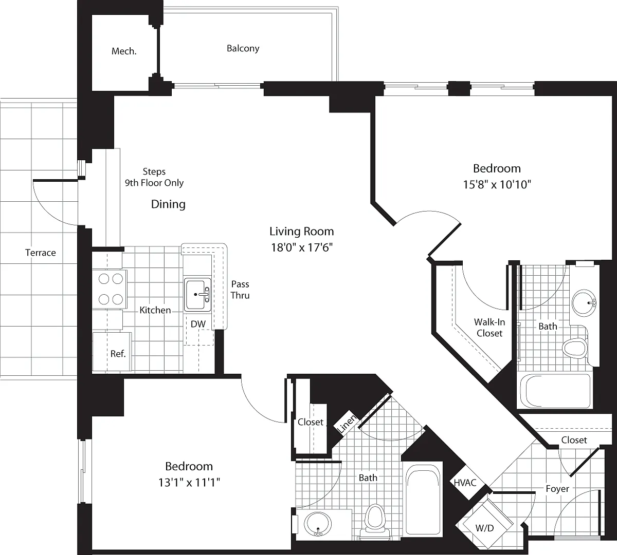 Floor plan 2 Bedrooms L