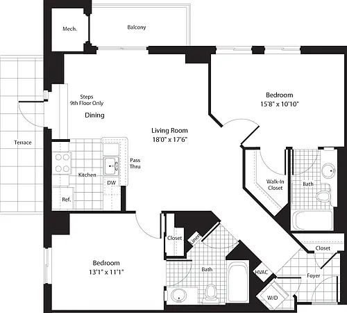 Floor plan 2 Bedrooms L