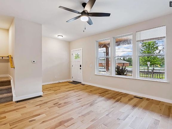 Welcoming entry with coat closet. Entire first floor has gorgeous real hardwood floors