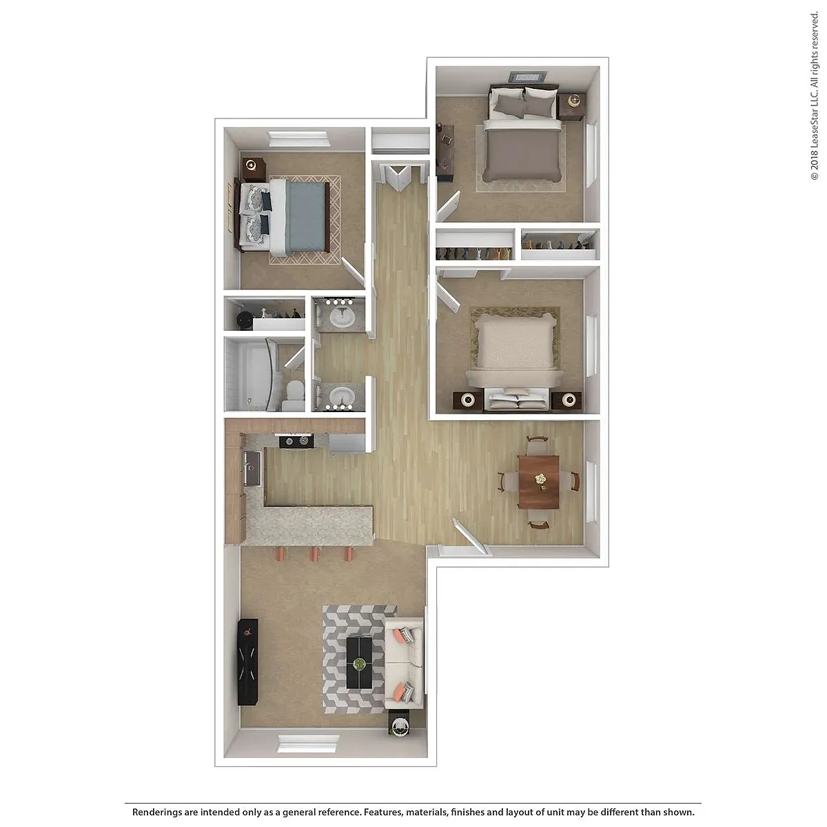 Floor plan 3 Bed 1 Bath - Phase 1