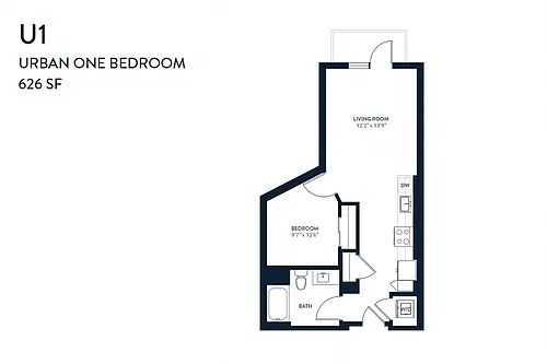 Floor plan Urban One Bedroom U1