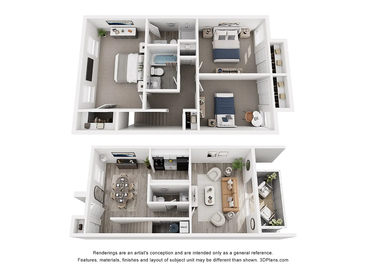 Floor plan 3 x 2.5 Townhome DELUXE