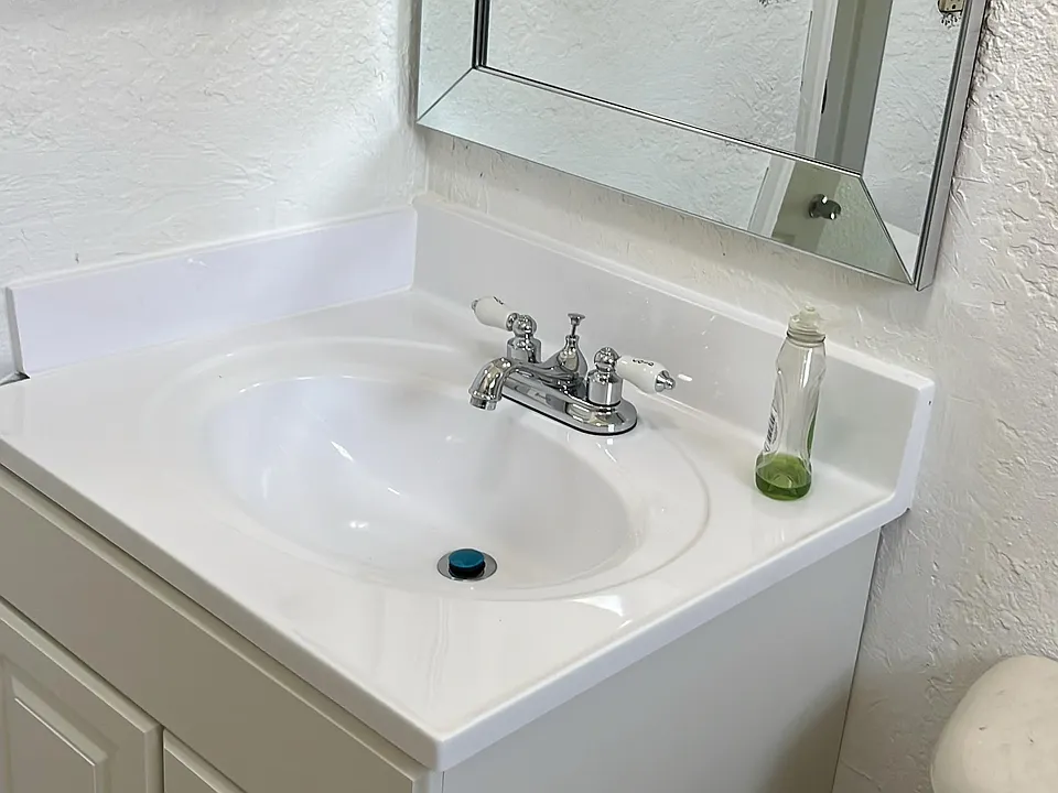 New bathroom vanity, new mirror and new medicine cabinet!