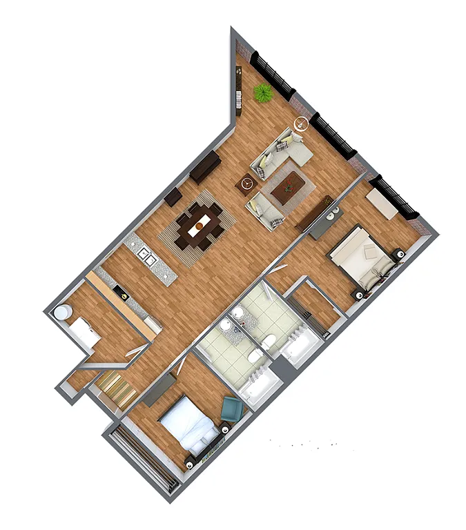 Floor plan 2 Bed 2 Bath D
