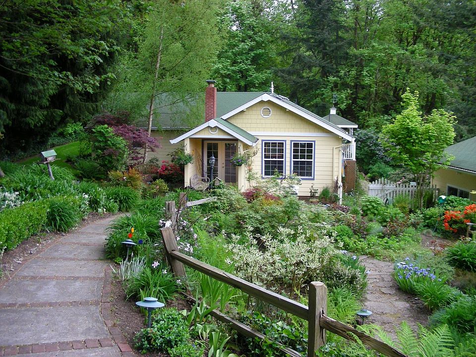 front of house with English garden