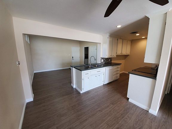 Full view of kitchen and dining area