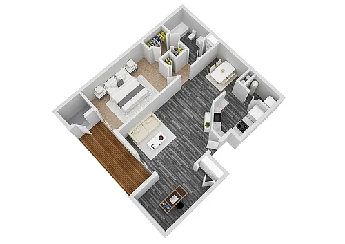 Floor plan One Bedroom/One Bathroom - 740 Sq. Ft.