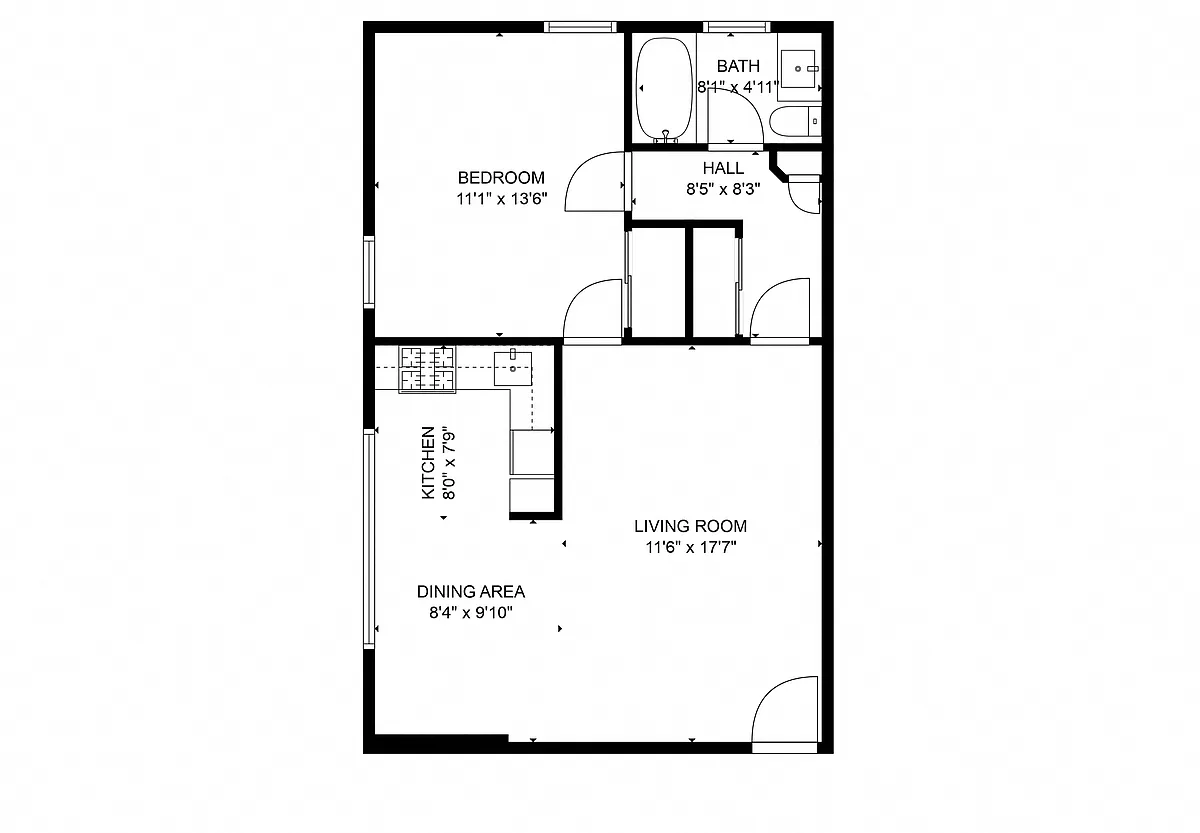 Floor plan Fernrock 1 Bedroom