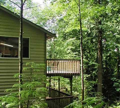 Side of home showing decks