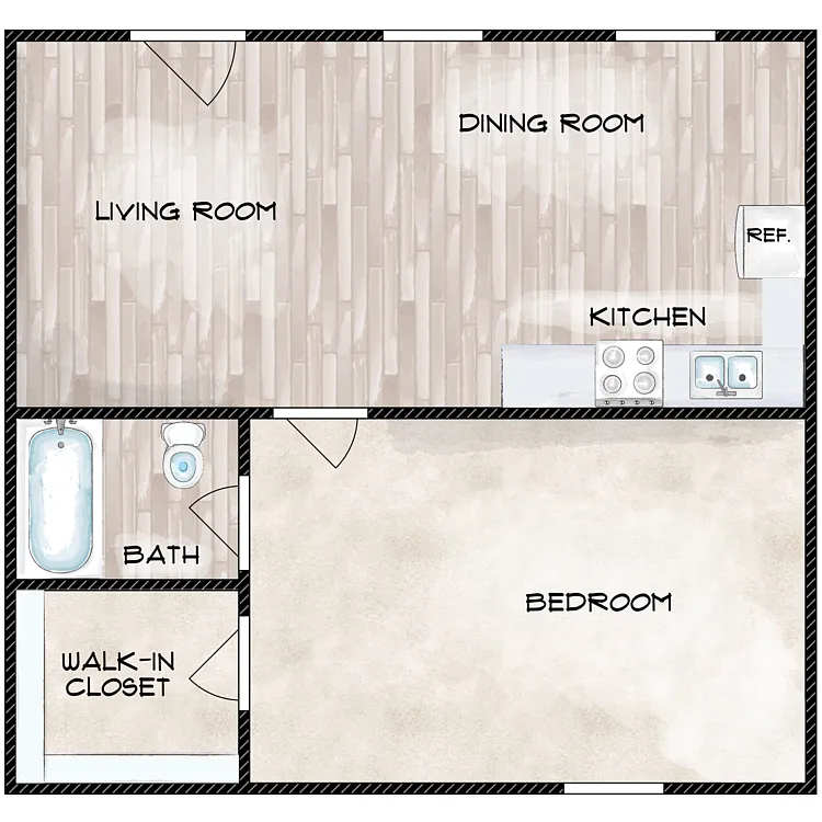 Floor plan 1 Bedroom A