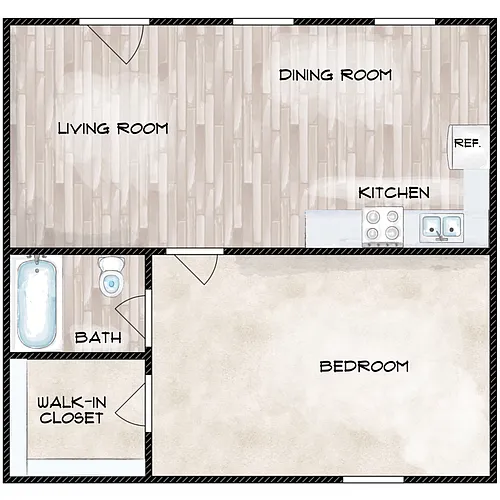 Floor plan 1 Bedroom A