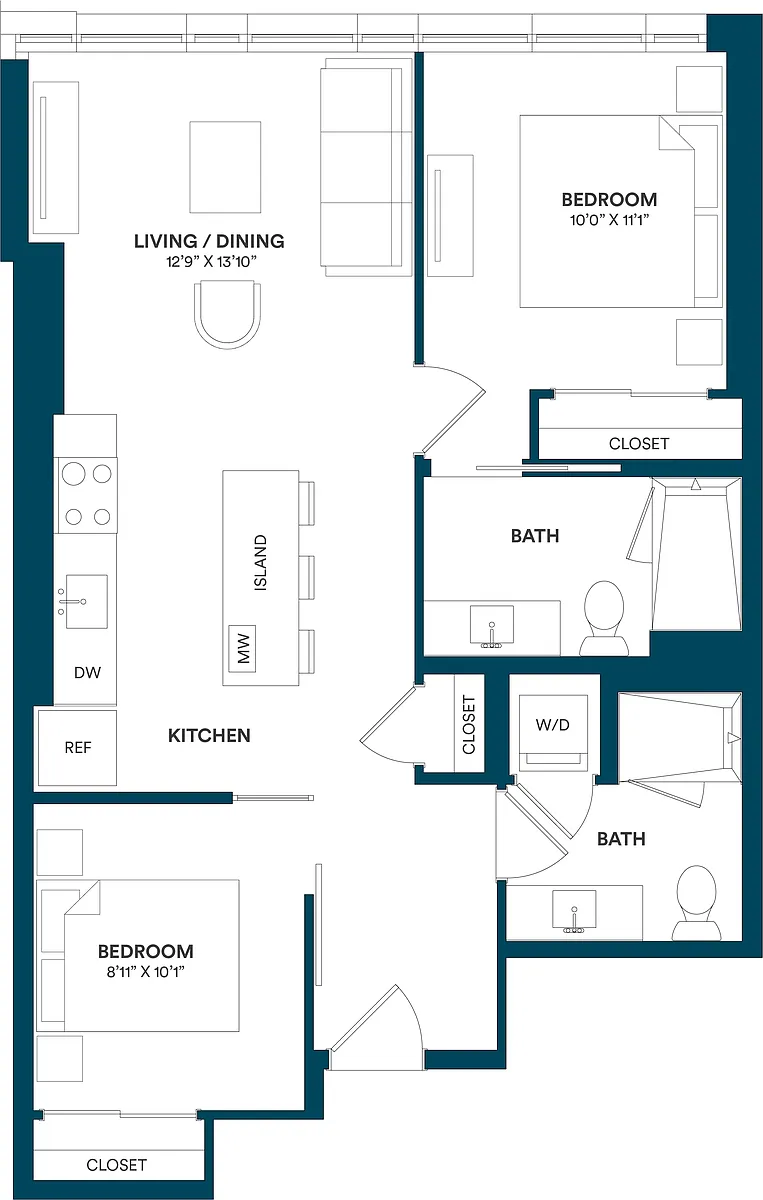 Floor plan 2 Bed/2 Bath JR-B1 TYP 08