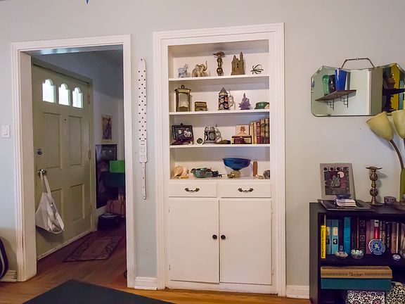Built in bookshelves in living area