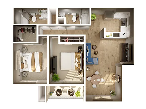Floor plan 2 Bed/2 Bath large