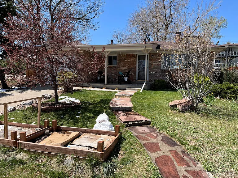 Front with garden beds