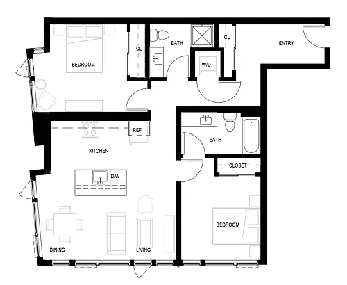 Floor plan 2B2 - 2B2A.1