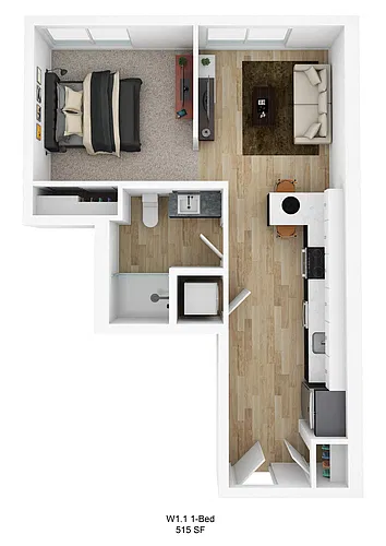 Floor plan Malcolm W1.1 (1 Bedroom)