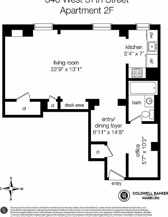 2nd image of 340 W 57th St APT 2F