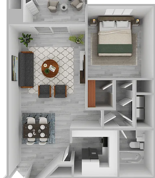 Plan G- 1 bed 1bath Floorplan Diagram