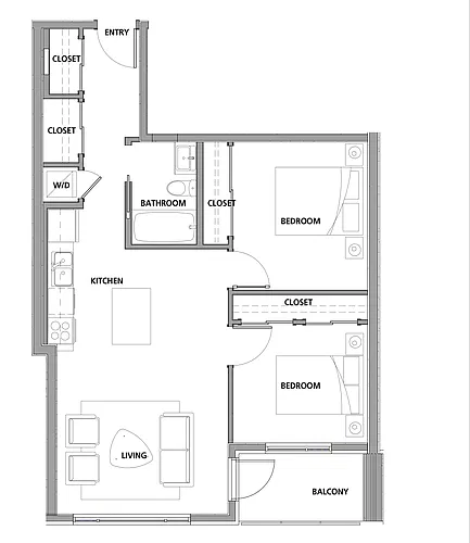 Floor plan 2 Bed 1 Bath C