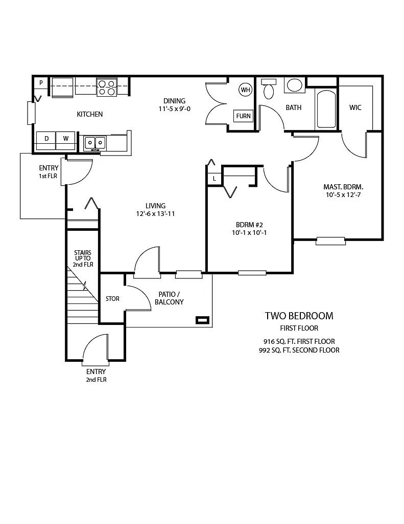 Floor plan Two Bedroom - Ground Floor