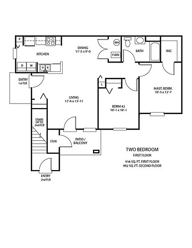 Floor plan Two Bedroom - Ground Floor