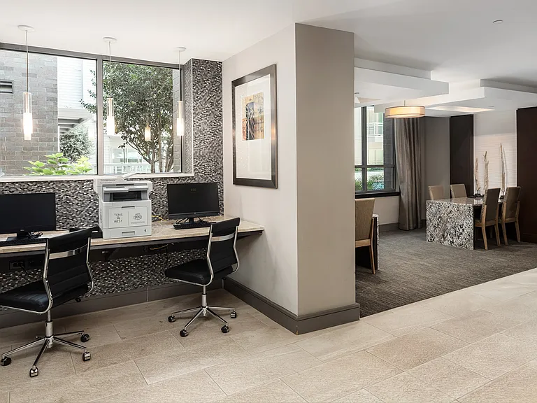 Work-From-Home Ready Space Featuring Computers, Printer, and Natural Light